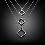 925 Silver Square Pendant Necklace For Women Men
