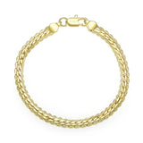 925 Silver 18k Bracelet 6mm Flat Chain Lobster Clasp