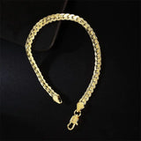 925 Silver 18k Bracelet 6mm Flat Chain Lobster Clasp