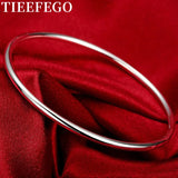 925 Sterling Silver Bracelet Smooth Bangles Women's Wedding Jewelry