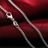 925 Silver 2MM Sideways Chain Necklace 16-30 inches