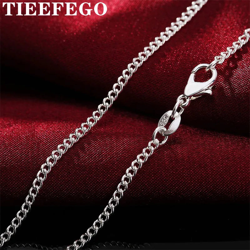 925 Silver 2MM Sideways Chain Necklace 16-30 inches