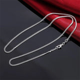 925 Silver 2MM Sideways Chain Necklace 16-30 inches