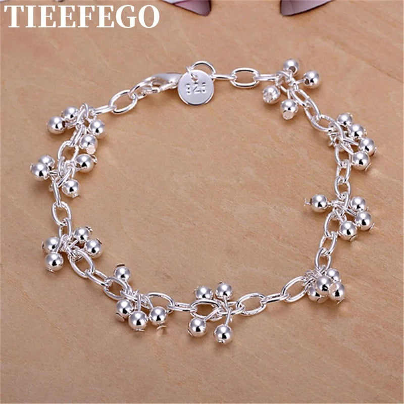 925 Silver Bracelets for Women Chain Beads Jewelry