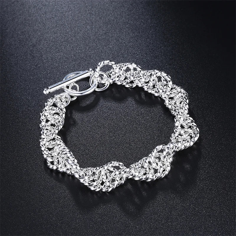 925 Sterling Silver Rope Loop Chain Bracelet Jewelry
