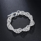 925 Sterling Silver Rope Loop Chain Bracelet Jewelry