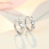 925 Silver Heart Zircon Small Earrings Women Wedding Party