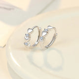 925 Silver Heart Zircon Small Earrings Women Wedding Party