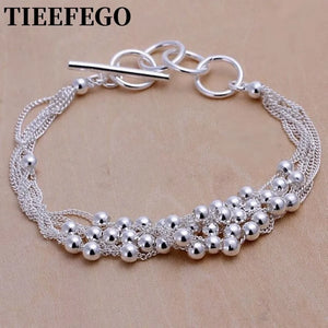 925 Silver Bracelet Pop Beaded Chain Charm Wedding Party Jewelry Gift