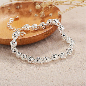 925 Sterling Silver Ball Chain Bracelet for Women Wedding Party