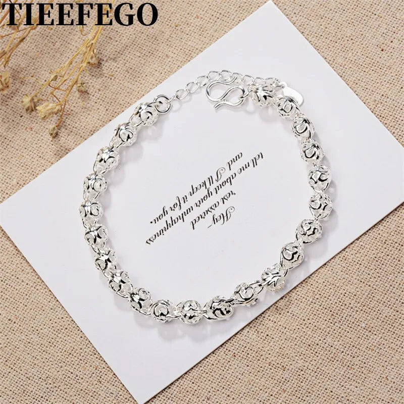 925 Sterling Silver Ball Chain Bracelet for Women Wedding Party