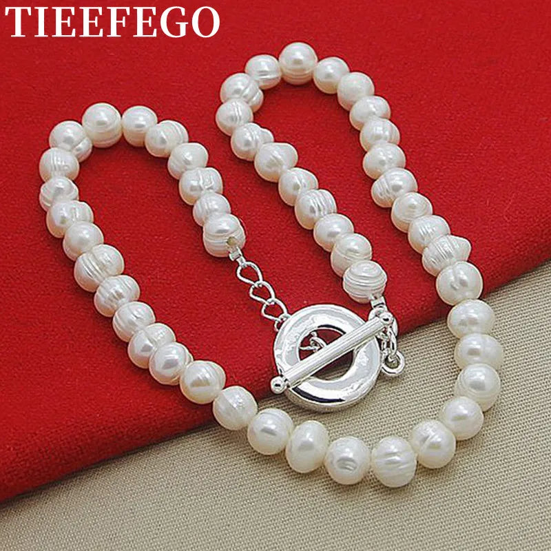 Freshwater Pearl Necklaces 925 Sterling Silver Necklace Wedding Jewelry