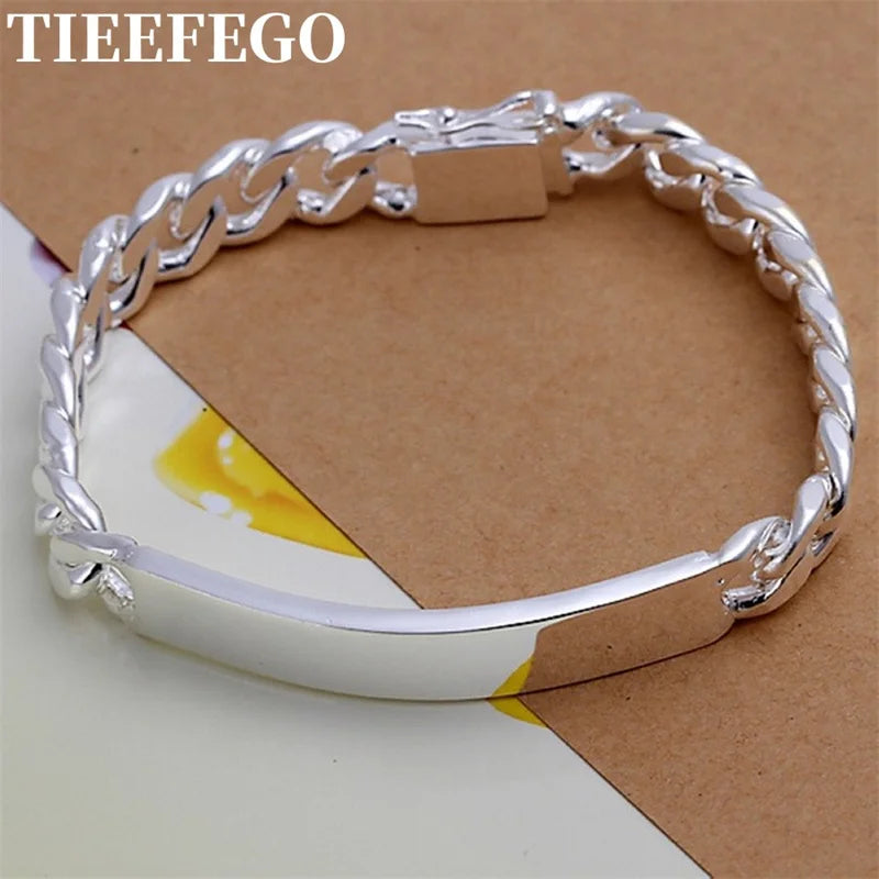 925 Silver Geometric Bracelet Noble 10MM Men's Jewelry