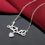 925 Silver Heart-Shaped LOVE Zircon Necklace