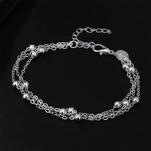 925 Sterling Silver Beads Bracelets Chain for Women Party Wedding Jewelry