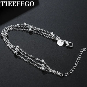 925 Sterling Silver Beads Bracelets Chain for Women Party Wedding Jewelry