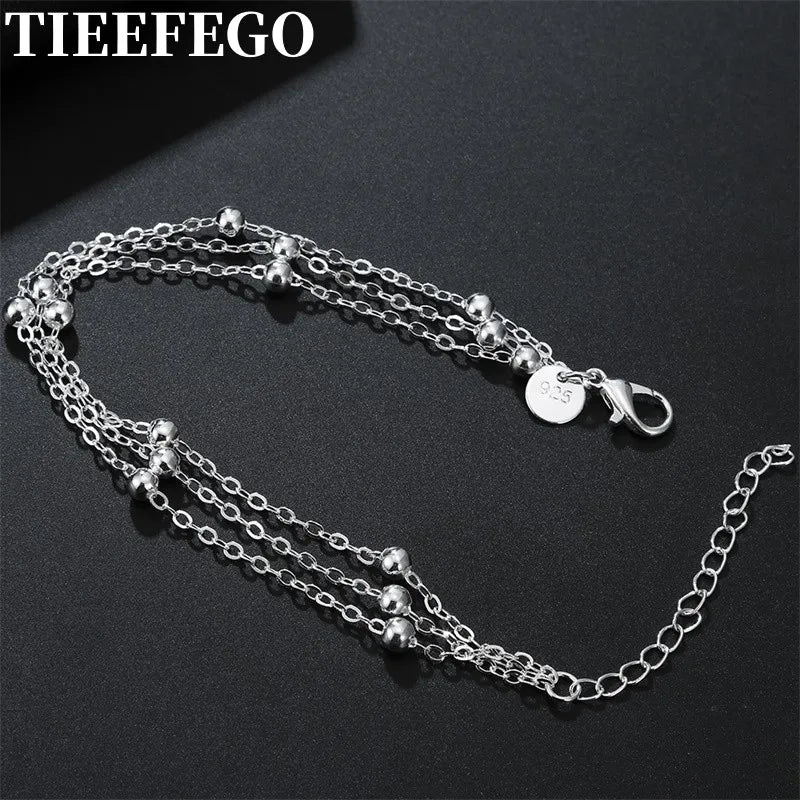 925 Sterling Silver Beads Bracelets Chain for Women Party Wedding Jewelry