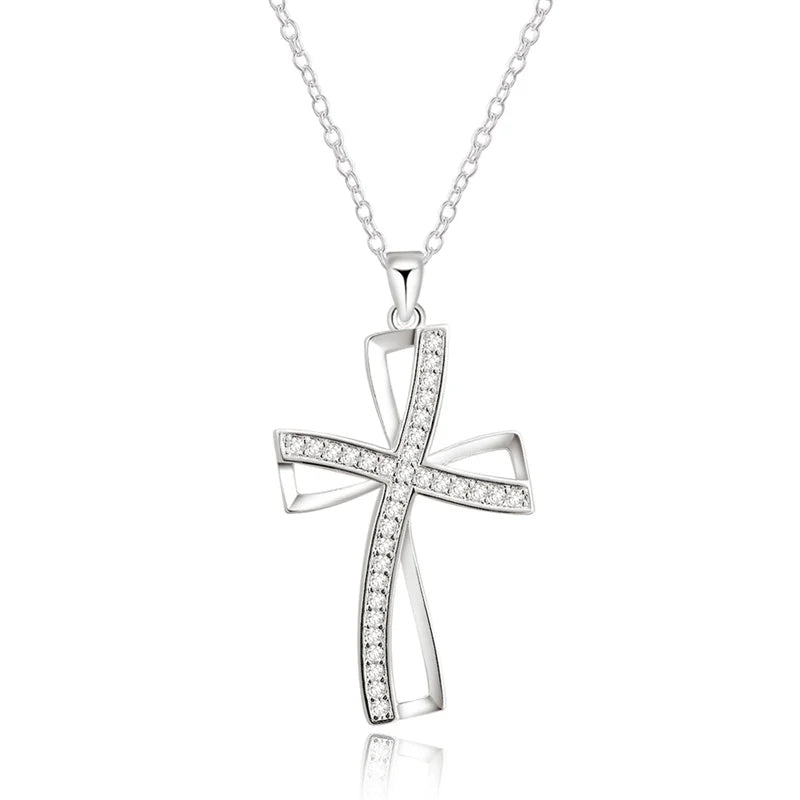 925 Silver Cross Pendant Necklace for Women