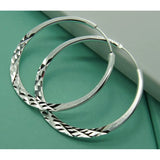 925 Sterling Silver High Hoop Earrings 5.0cm Circle Jewelry