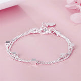 925 Silver Box Chain Bracelets for Women Jewelry