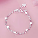 925 Silver Box Chain Bracelets for Women Jewelry