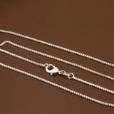 925 Silver 1mm 16/18/20/22/24 Box Necklace Chain Wedding Jewelry