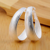 925 Silver High Hoop Vintage Mesh Women's Earrings Party Jewelry