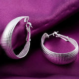 925 Silver High Hoop Vintage Mesh Women's Earrings Party Jewelry