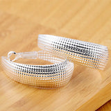 925 Silver High Hoop Vintage Mesh Women's Earrings Party Jewelry
