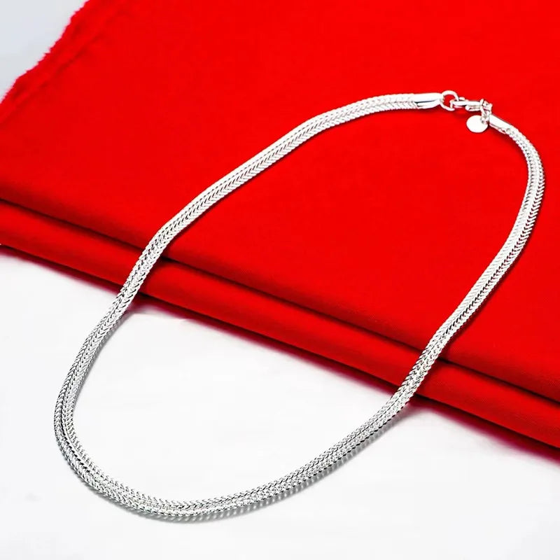 925 Silver 20" Flat Snake Chain Necklace Men Women Jewelry