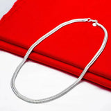 925 Silver 20" Flat Snake Chain Necklace Men Women Jewelry