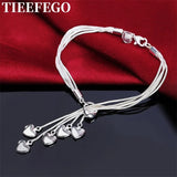925 Silver Five Love Lady Bracelet Boutique Jewelry Wedding Gift