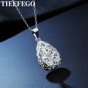 925 Silver Water Drop Pendant Necklace For Women