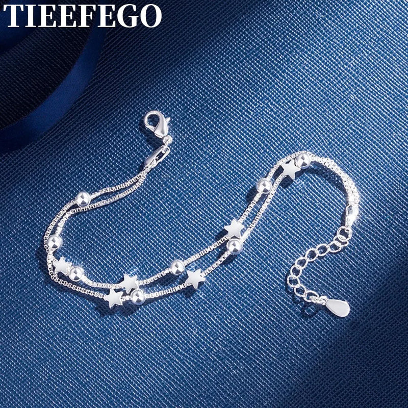925 Silver Stars Bracelets for Women Party Wedding