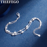 925 Silver Stars Bracelets for Women Party Wedding