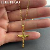 24k Plated Cross Necklace Women & Men Couple Jewelry