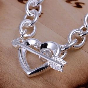 S925 Silver Hollow Heart Bracelet Chain Wedding