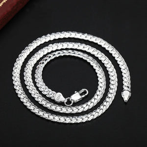 Sterling Silver 6mm Sideways Necklace 8/18/20/24 Inch Chain