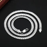 Sterling Silver 6mm Sideways Necklace 8/18/20/24 Inch Chain