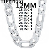 925 Silver Men's Necklace 12MM Cuban Chain 18-30 Inch
