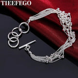 925 Silver 8 Inch Bracelet Light Pearl Ring Buckle