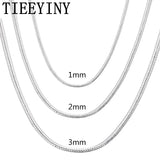 925 Silver Solid Snake Chain Necklace For Pendant 1MM/2MM/3MM