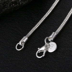 925 Silver Solid Snake Chain Necklace For Pendant 1MM/2MM/3MM