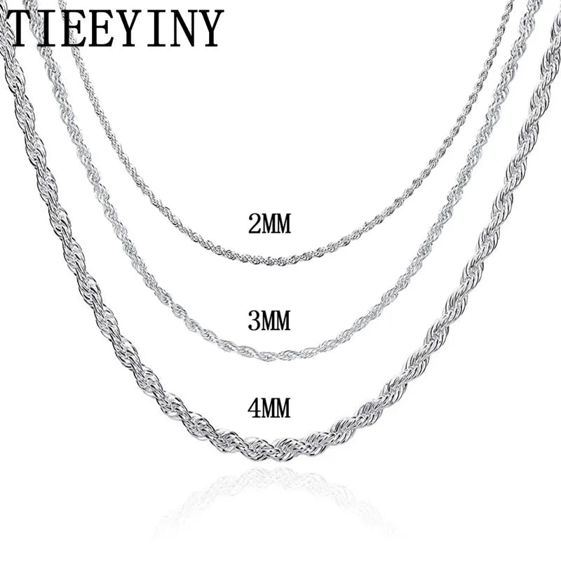 925 Silver Twisted Rope Chain Neckla...