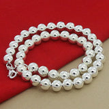 925 Silver Smooth Beads Ball Chain Necklace For Men Women