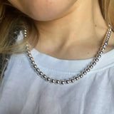 925 Silver Smooth Beads Ball Chain Necklace For Men Women