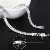 925 Silver Bracelet 6mm Chain Lobster Clasp Wedding Jewelry