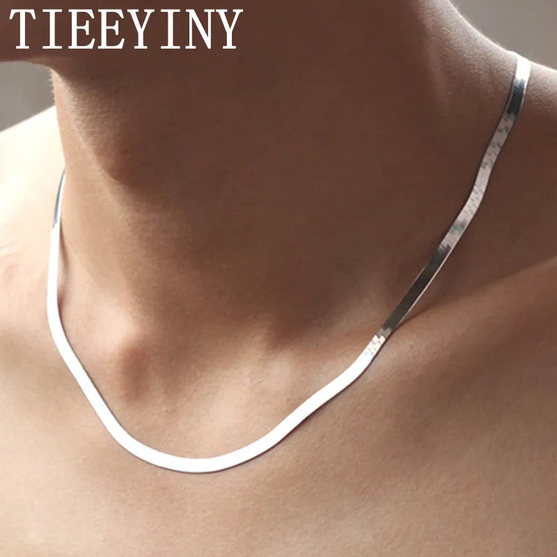 925 Sterling Silver Necklace 4MM Snake Chain Men & Women