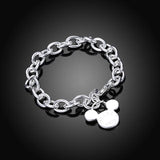 925 Silver Mickey Charm Bracelet Women Girl Gift