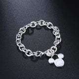 925 Silver Mickey Charm Bracelet Women Girl Gift